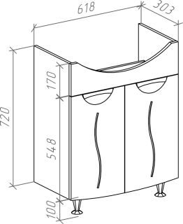 Тумба под раковину Bellezza Глория 65см белый 00000006238